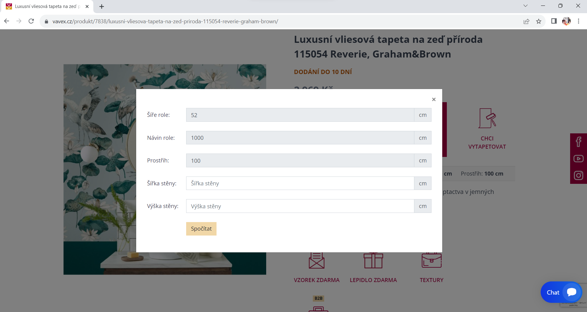 Kalkulačka spotřeby tapet na našem eshopu je velmi instinktivní