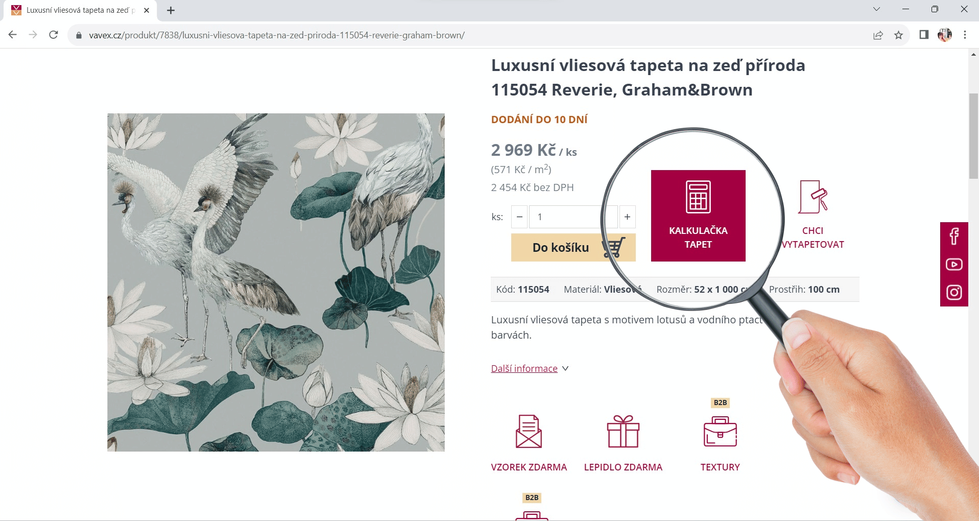 Interaktivní kalkulačku spotřeby tapet naleznete u každého porduktu na našem eshopu