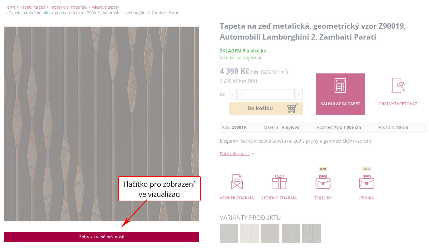 Tlačítko v detailu produktu