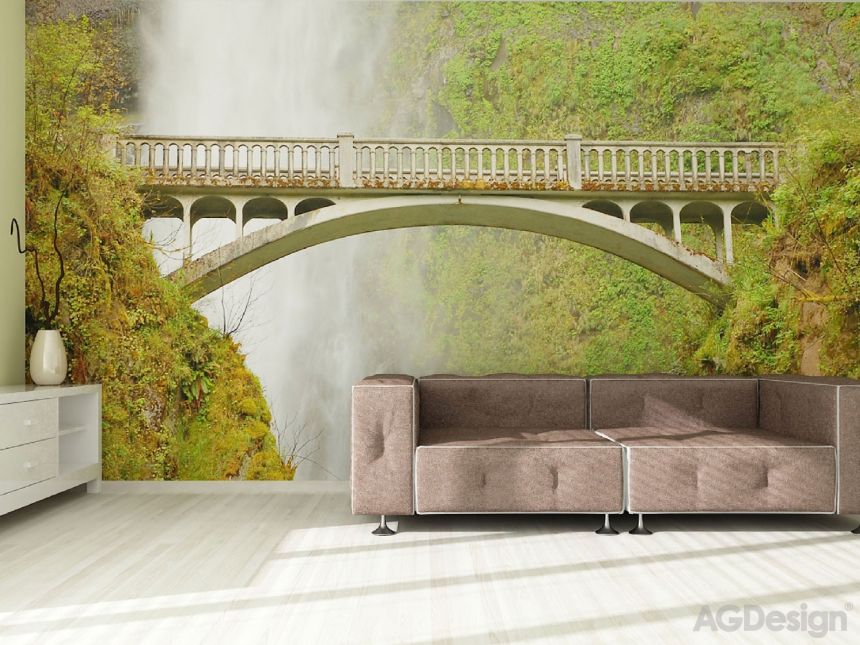 Vliesová obrazová tapeta/fototapeta FTN XXL 0476, Most u vodopádu, 360 x 270 cm, AG Design