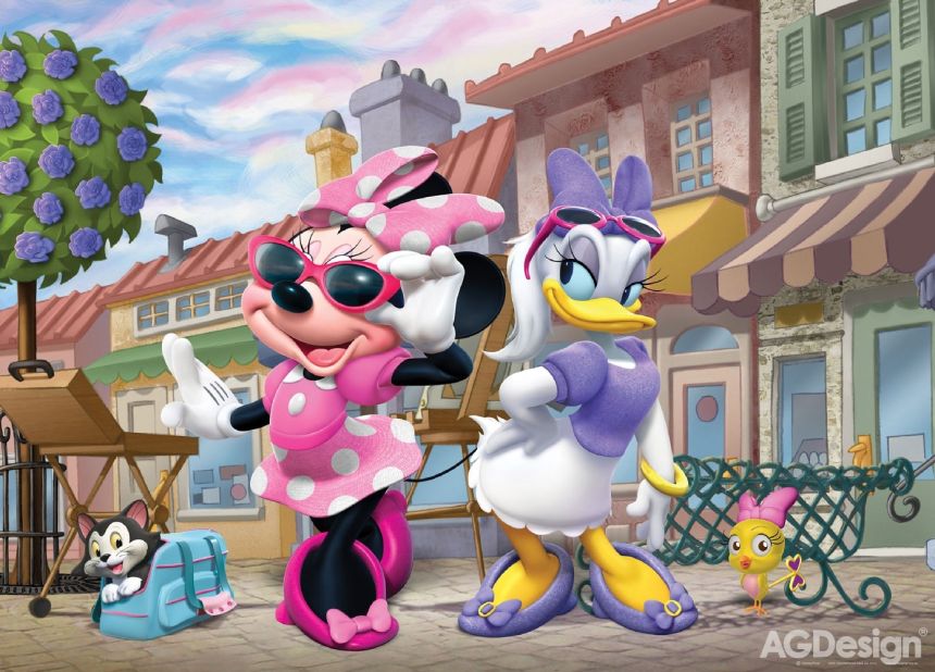 Dětská vliesová fototapeta na zeď - FTDN M 5228, Disney, Minnie a Daisy, 155 x 110 cm, AG Design