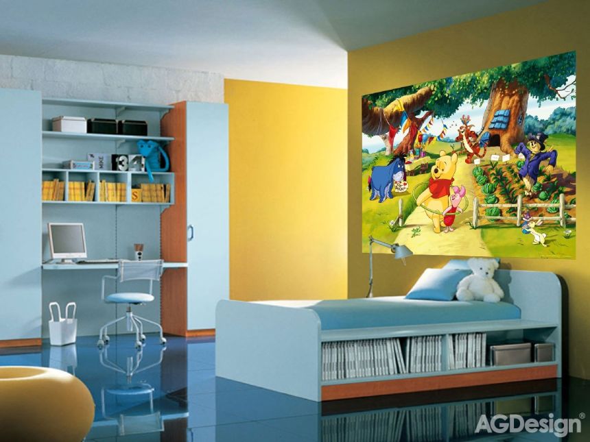 Dětská vliesová fototapeta na zeď - FTDN M 5216, Disney, Medvídek Pů - Narozeniny, 155 x 110 cm, AG Design