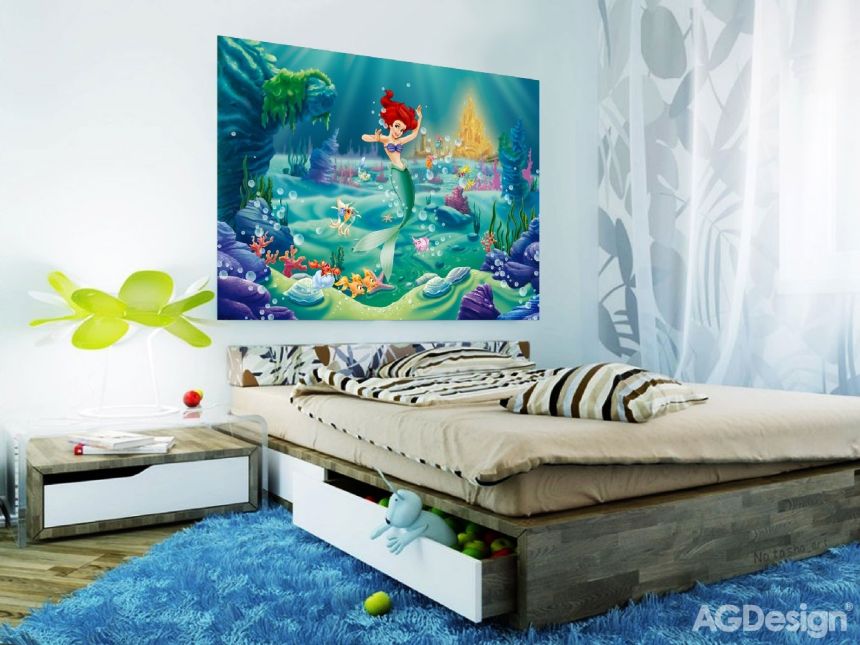 Dětská vliesová fototapeta na zeď -   FTDN M 5207, Disney, Malá mořská víla Ariel, 155 x 110 cm, AG Design