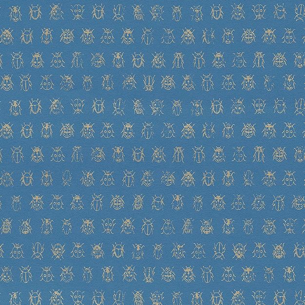 Modrá vliesová tapeta se zlatými brouky 375036, Pip Studio 4, Eijffinger