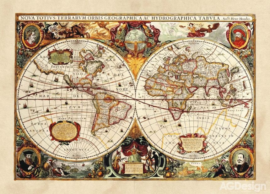 Vliesová obrazová tapeta FTN M 2630, Mapa Světa, 155 x 110 cm, AG Design