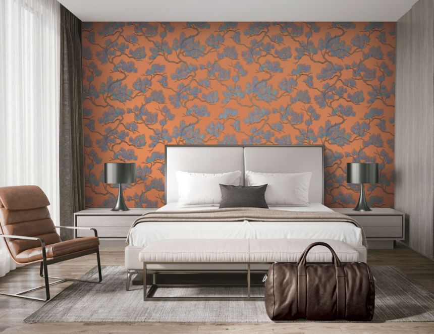 Luxusní vliesová tapeta na zeď, oranžová, větvičky, WF121016, Best Sellers, ID Design