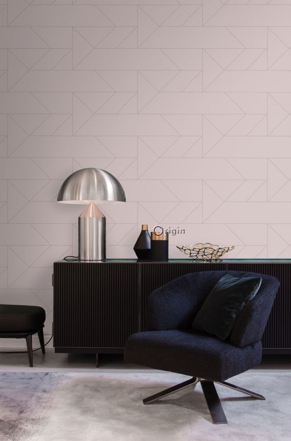 Starorůžová geometrická vliesová tapeta, metalické linie 347721, City Chic, Origin 