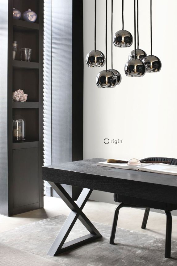 Metalická krémová vliesová tapeta, matné obrysy čtverců 347746, City Chic, Origin 