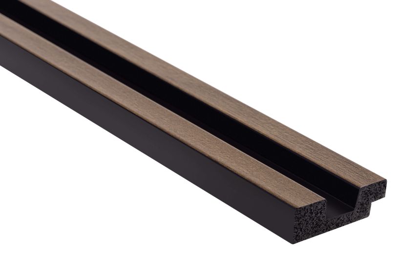 Zakončovací profil levý k dekoračním lamelám - dekor tmavý dub - L0104LT, 200 x 1,2 x 3,6 cm, Mardom Lamelli