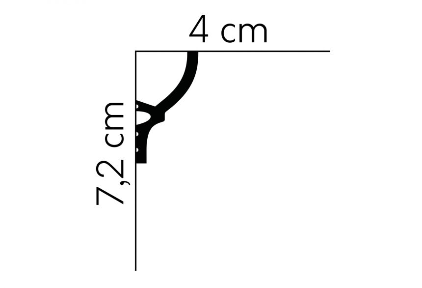 Stropní lišta hladká MD070, 200 x 4 x 7,2 cm, Mardom