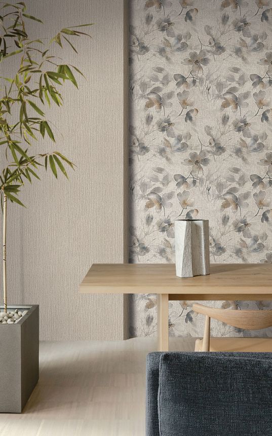 Luxusní béžová vliesová květinová tapeta na zeď 72955, Zen, Emiliana Parati