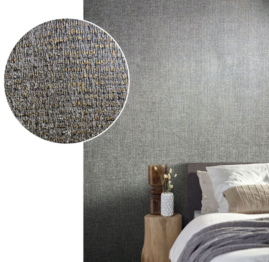 Luxusní šedo-zlatá tapeta na zeď, imitace látky 33215, Natural Opulence, Marburg 