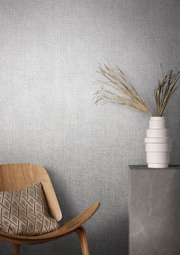 Luxusní šedo-stříbrná tapeta na zeď, imitace látky 33220, Natural Opulence, Marburg 