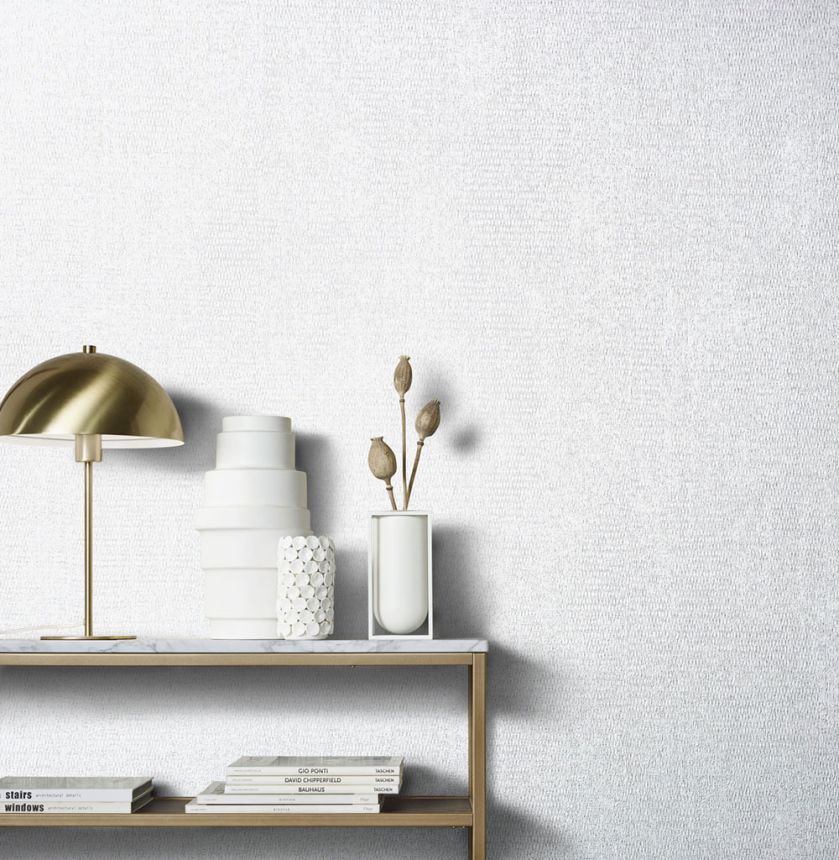Luxusní bílá tapeta na zeď, imitace látky 33221, Natural Opulence, Marburg 