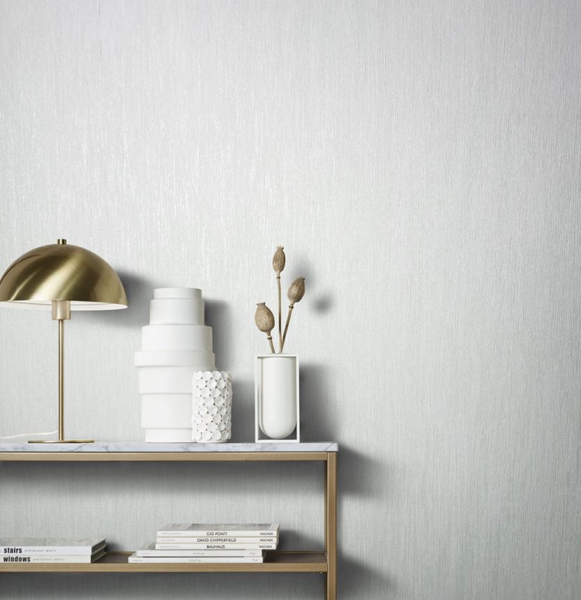 Luxusní bílá žíhaná vliesová tapeta na zeď 33249, Natural Opulence, Marburg 