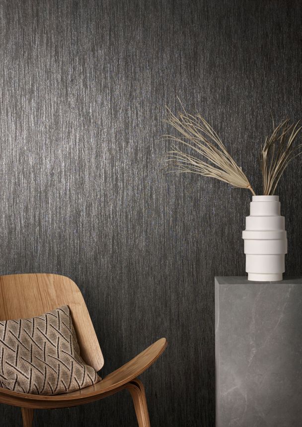 Luxusní černo-stříbrná žíhaná vliesová tapeta na zeď 33250, Natural Opulence, Marburg 