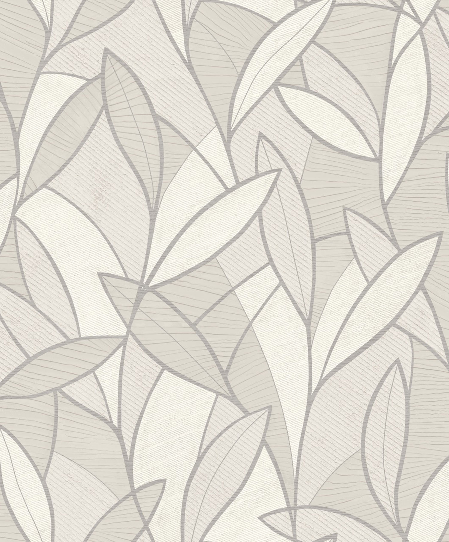 Šedo-stříbrná vliesová tapeta s listy,  AL26230, Allure, Decoprint