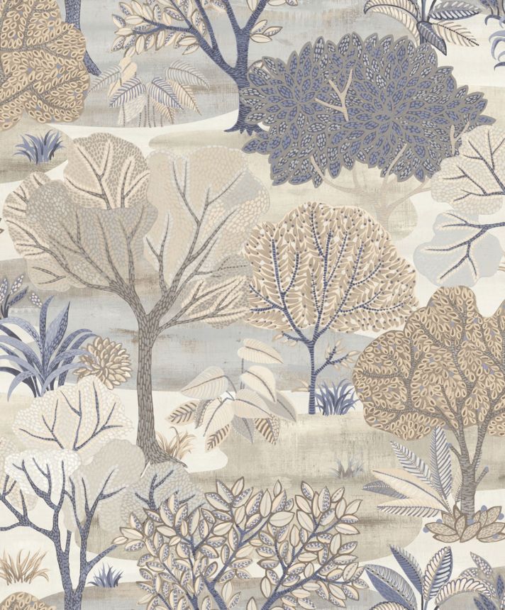 Modro-béžová vliesová tapeta na zeď, stromy,  AL26250, Allure, Decoprint