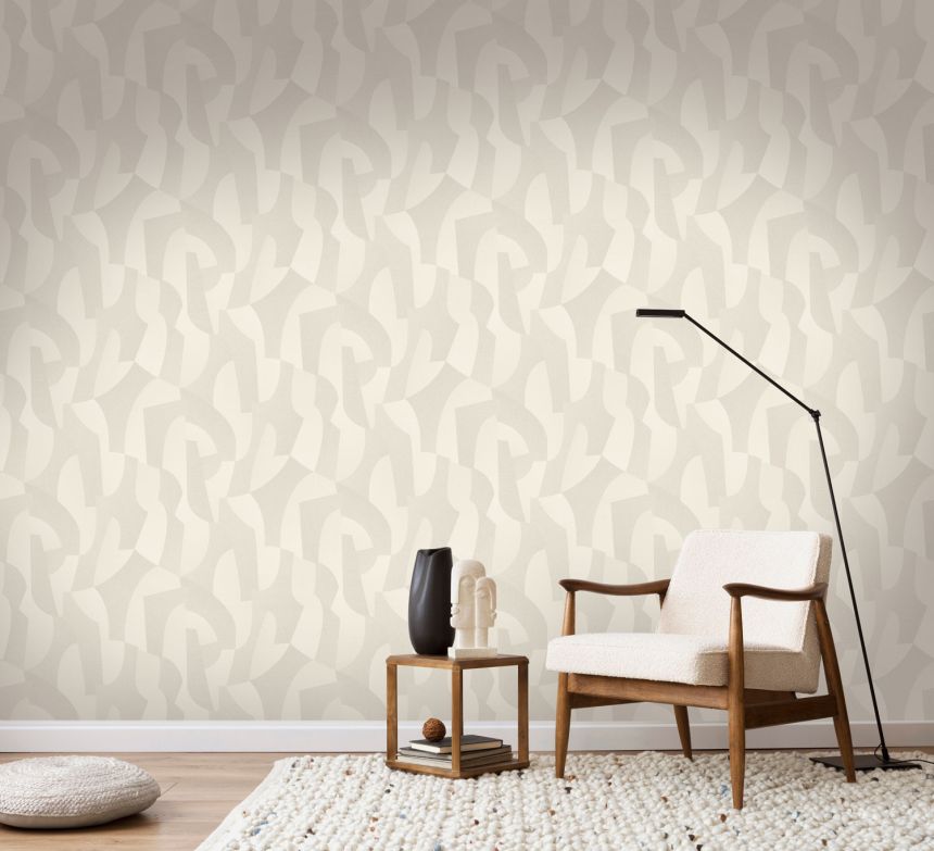 Béžová geometrická vliesová tapeta na zeď, AL26270, Allure, Decoprint