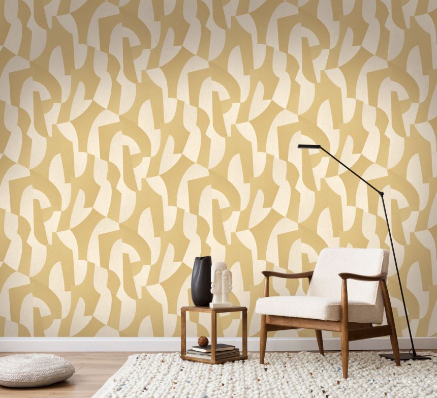Okrová geometrická vliesová tapeta na zeď, AL26271, Allure, Decoprint