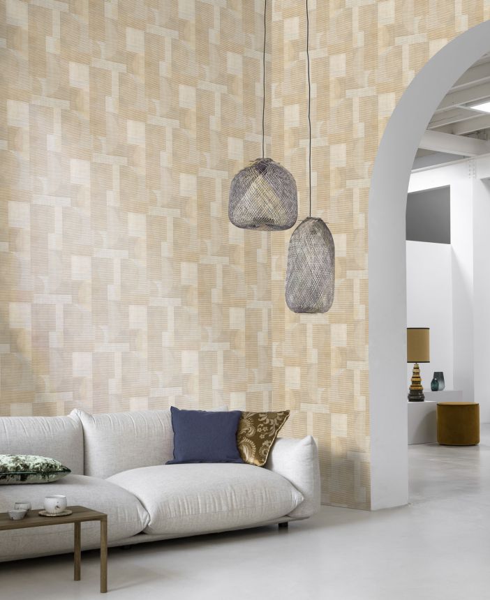 Béžová geometrická vliesová tapeta na zeď, AL26281, Allure, Decoprint