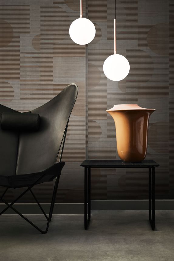 Šedo-hnědá geometrická vliesová tapeta na zeď, AL26282, Allure, Decoprint