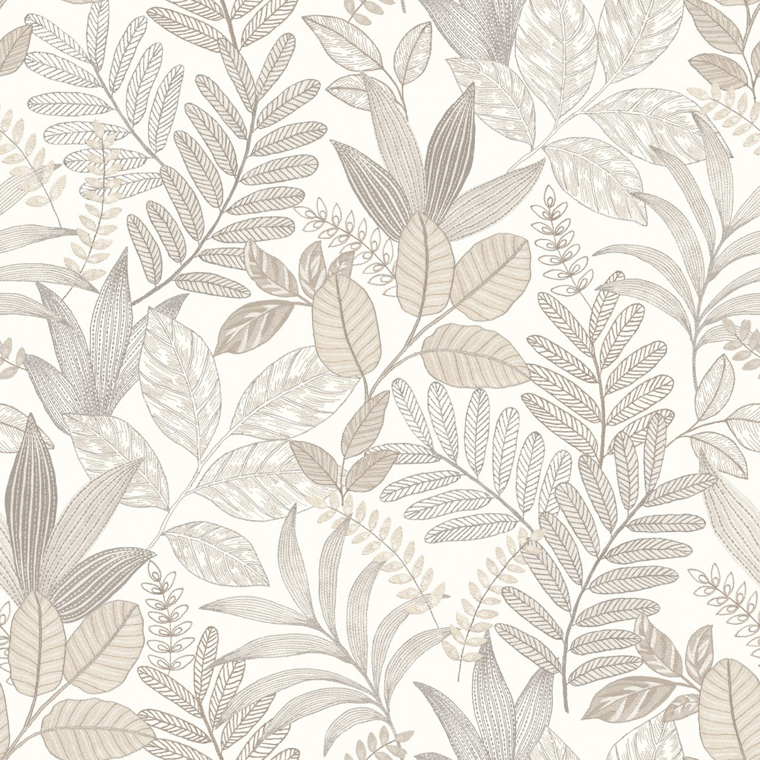 Šedo-béžová vliesová tapeta s listy, AL26290, Allure, Decoprint