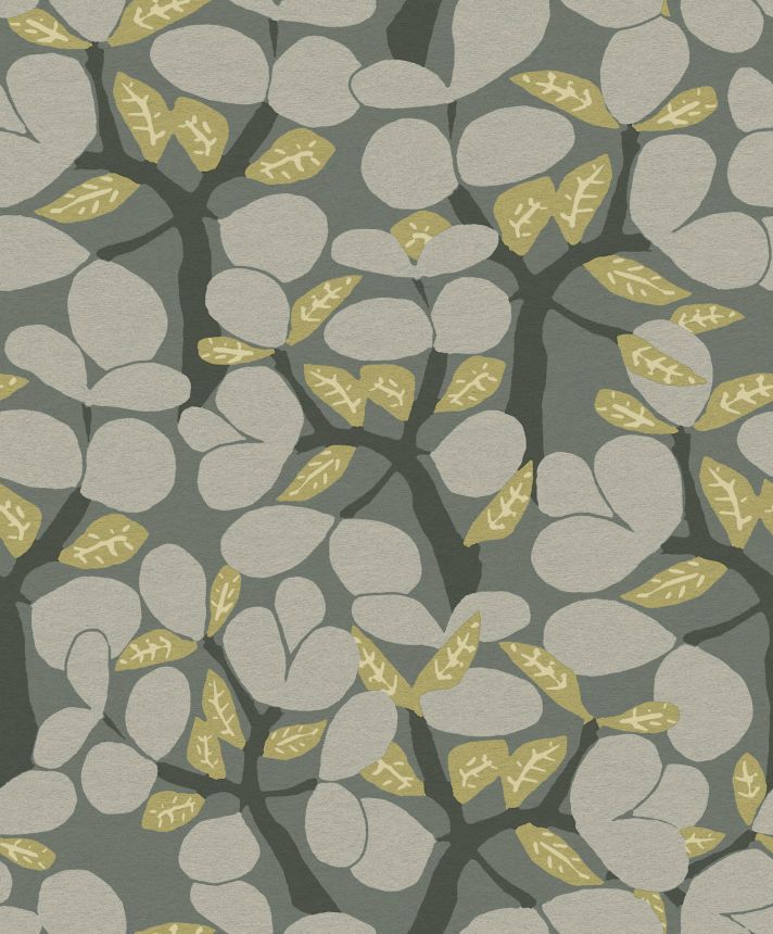 Zeleno-šedá vliesová tapeta na zeď, větvičky, stromy, BA26052,  Brazil,  Decoprint