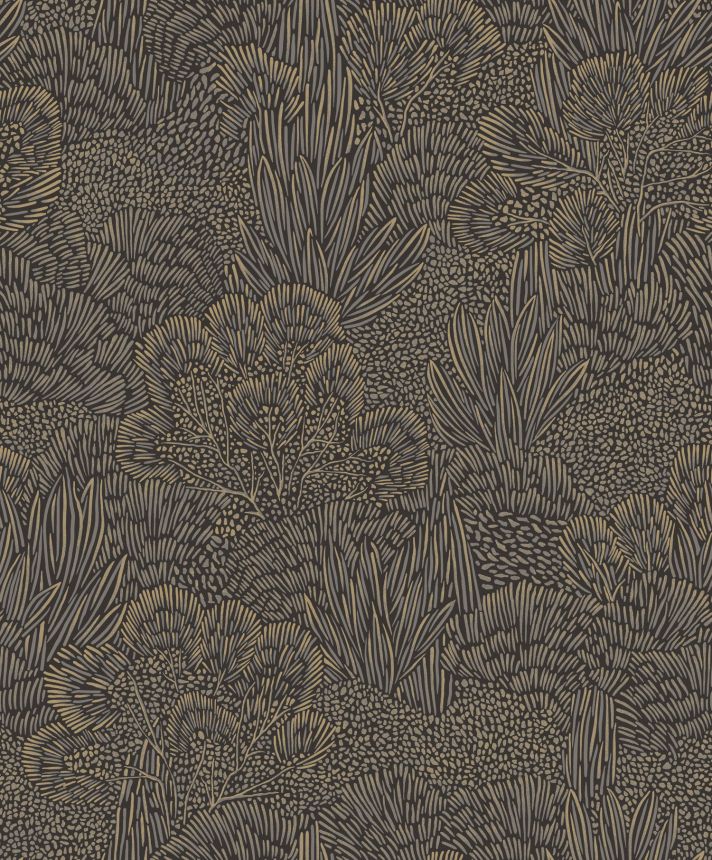 Černo-zlatá vliesová tapeta na zeď, krajina, stromy, BA26065,  Brazil,  Decoprint