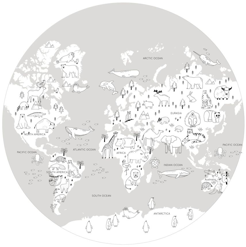Předklížená dětská vliesová tapeta na zeď, Mapa Světa, PLC061, Platinum Shapes, Decoprint