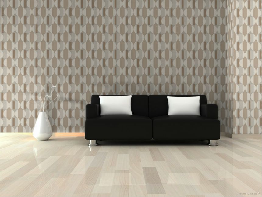 Hnědo-béžová vliesová geometrická tapeta na zeď, CU3109, Cumaru, Grandeco