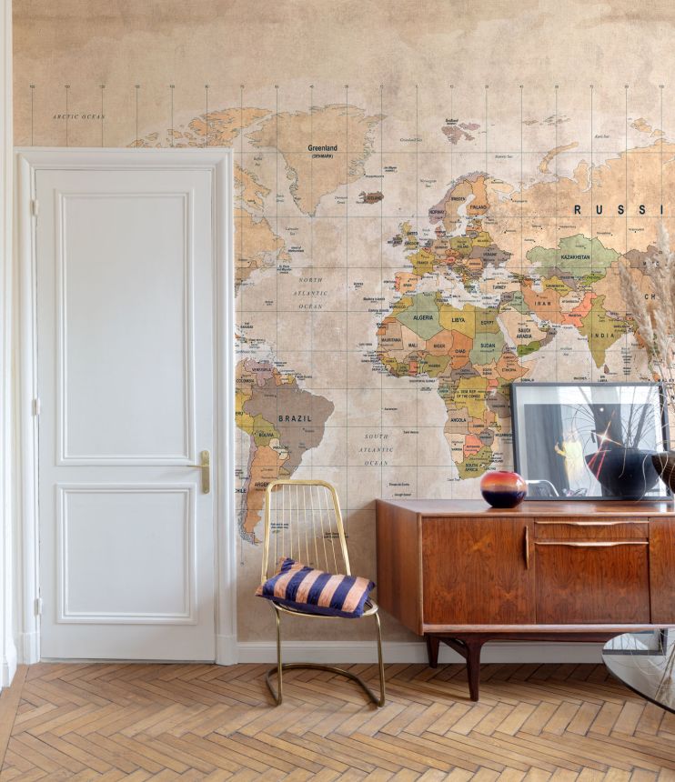 Vliesová fototapeta na zeď, Mapa Světa, ML3001, Mural Young Edition, Grandeco