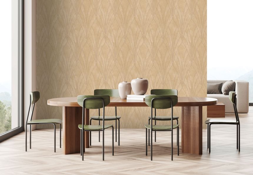 Okrová geometrická tapeta na zeď, Art Deco, L85602, Elegance  Ugepa