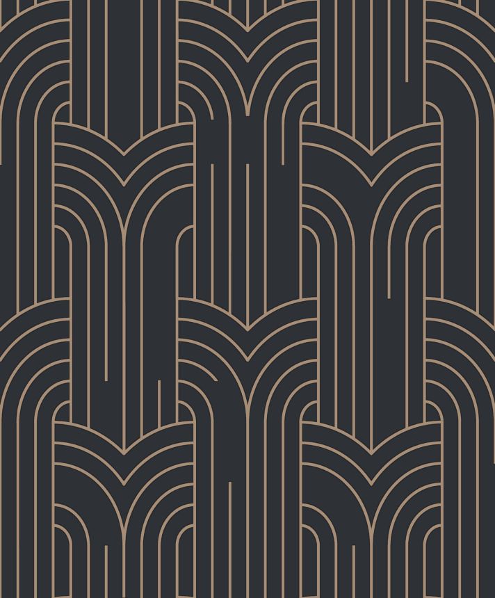 Černá geometrická tapeta na zeď, Art Deco, M42119, Elegance, Ugepa