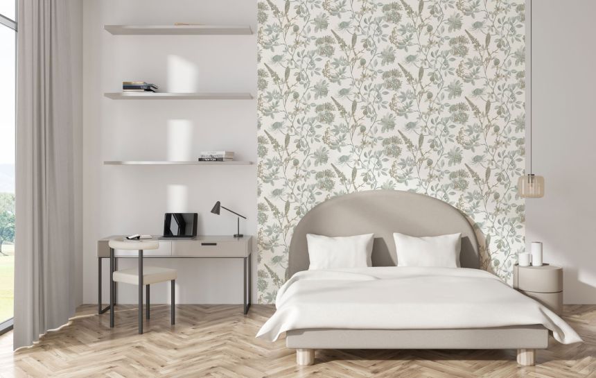 Zelená vliesová květinová tapeta na zeď, M45804, Elegance, Ugepa