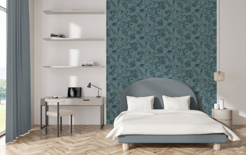 Zelená vliesová květinová tapeta na zeď, M45814, Elegance, Ugepa