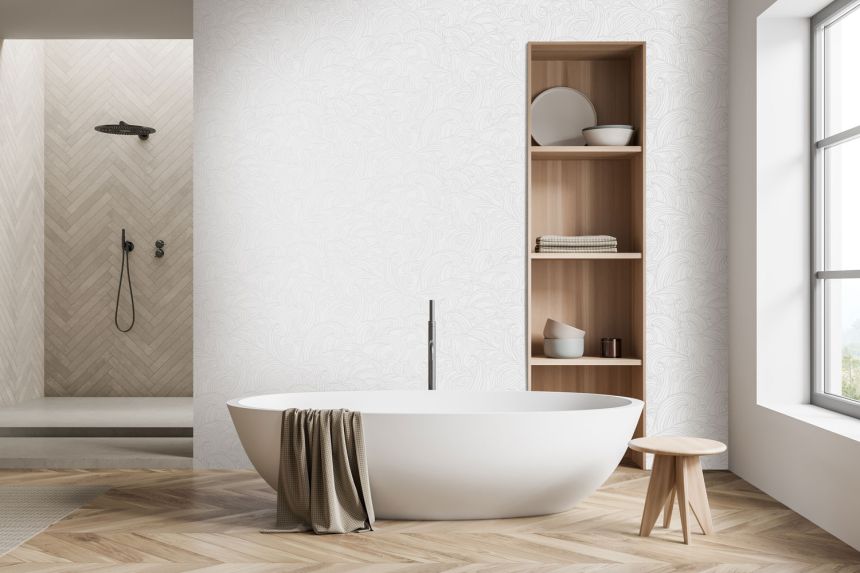 Bílá vliesová tapeta na zeď, mořské vlny, M62900, Elegance, Ugepa