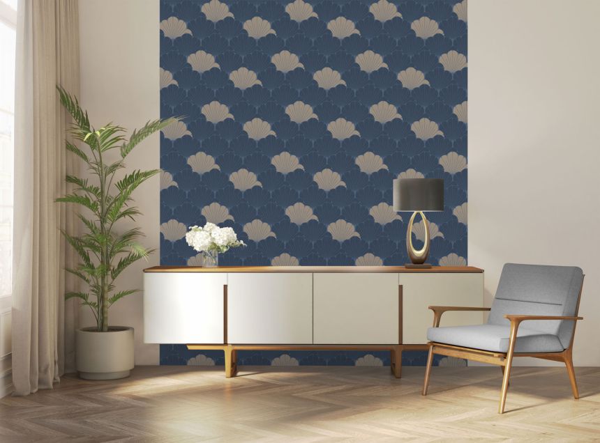 Modro-zlatá květinová vliesová tapeta na zeď, M64001, Elegance, Ugepa