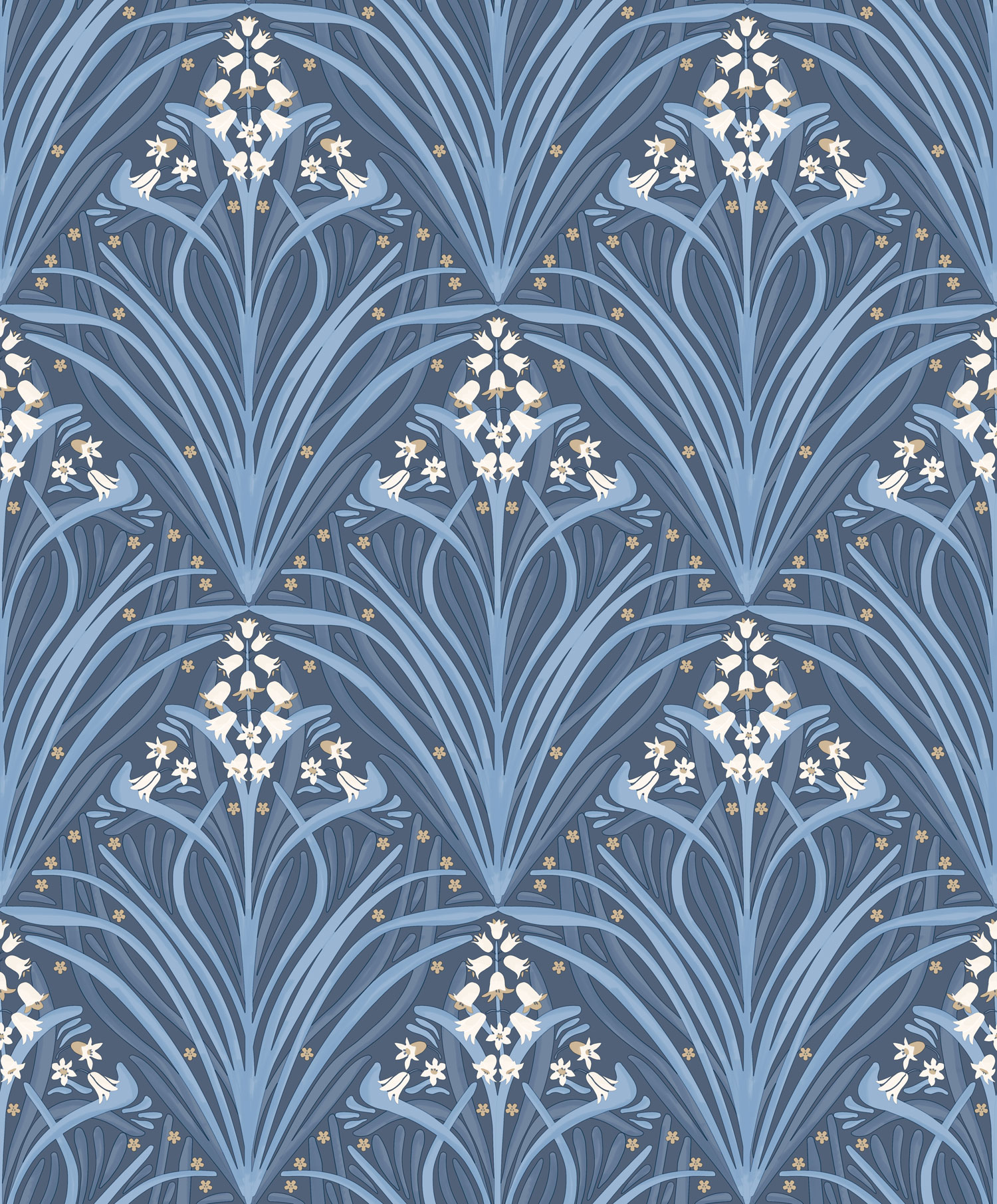 Modrá květinová vliesová tapeta na zeď, Art Deco, M66101, Elegance, Ugepa