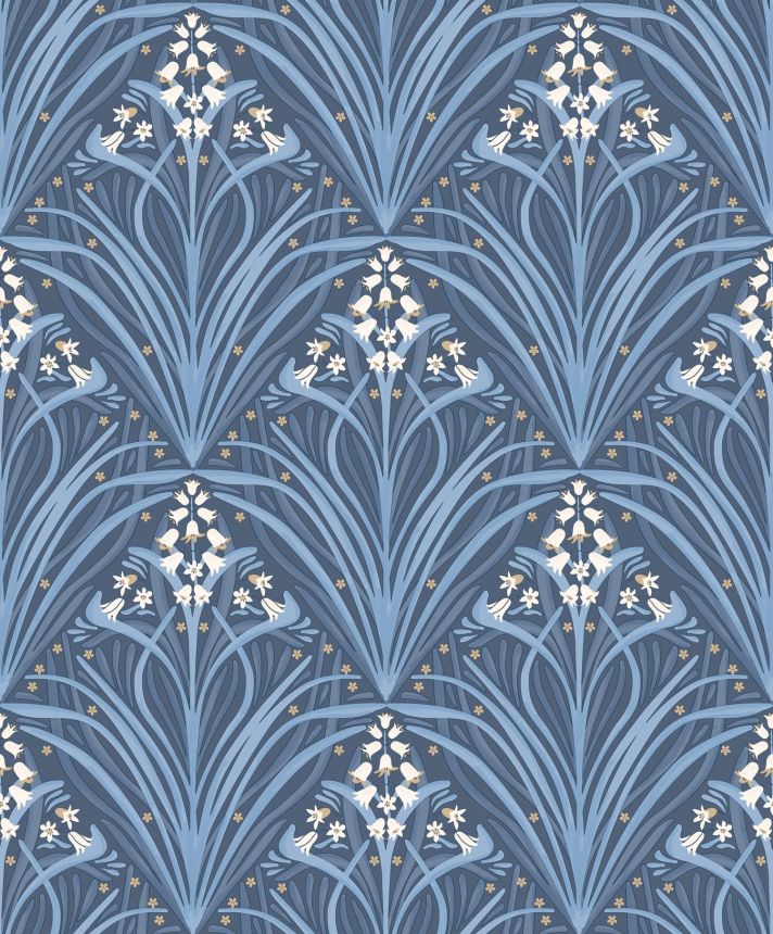 Modrá květinová vliesová tapeta na zeď, Art Deco, M66101, Elegance, Ugepa
