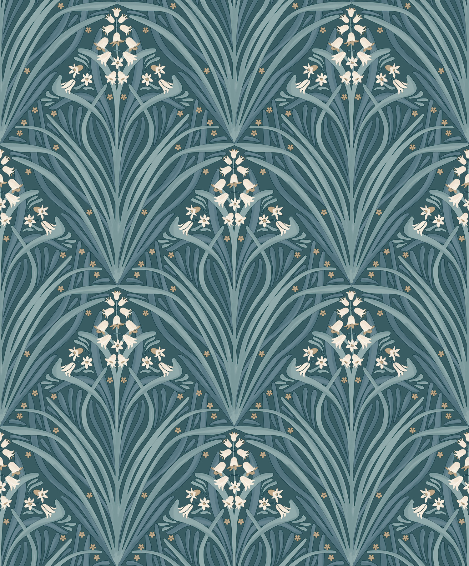Zelená květinová vliesová tapeta na zeď, Art Deco, M66114, Elegance, Ugepa
