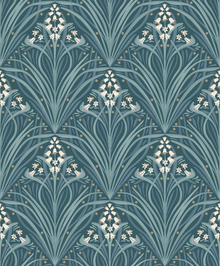 Zelená květinová vliesová tapeta na zeď, Art Deco, M66114, Elegance, Ugepa