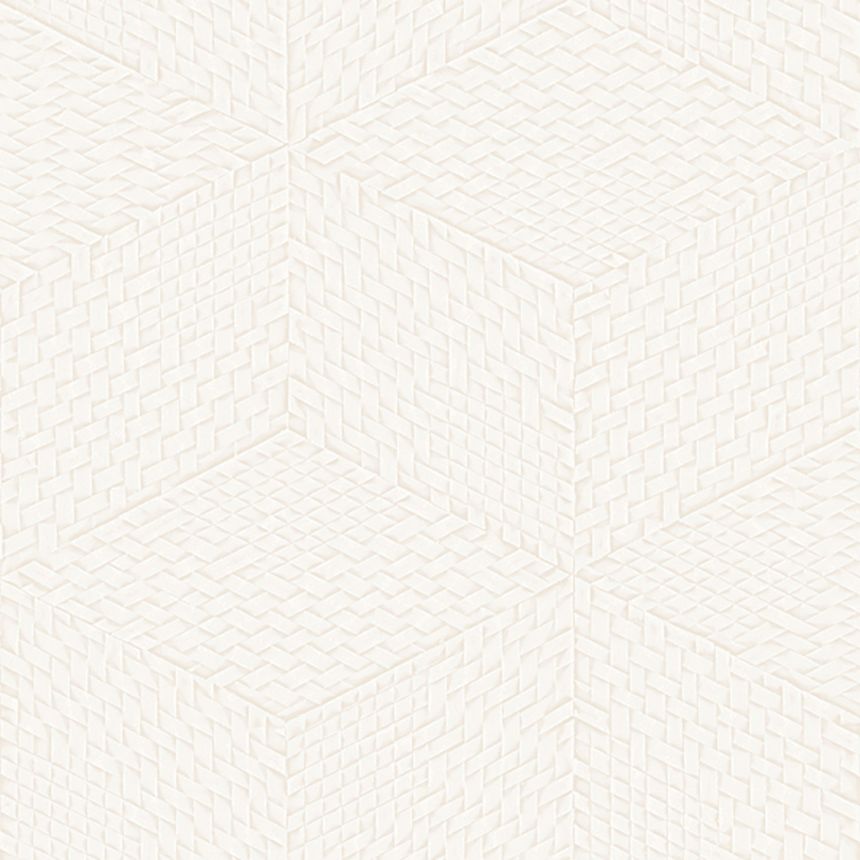 Bílá 3D geometrická vliesová tapeta na zeď, TP422951, Exclusive Threads, Design ID
