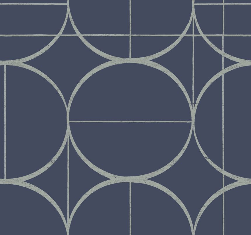 Modro-stříbrná geometrická vliesová tapeta na zeď, MD7204, Modern Metals, York