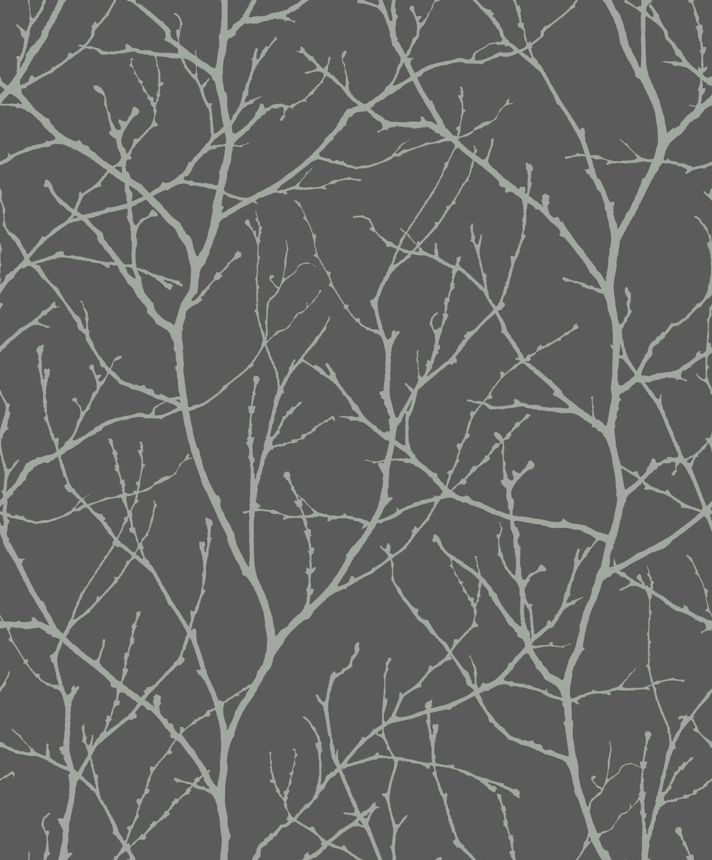 Šedo-stříbrná vliesová tapeta na zeď, větvičky stromu, MD7125, Modern Metals, York