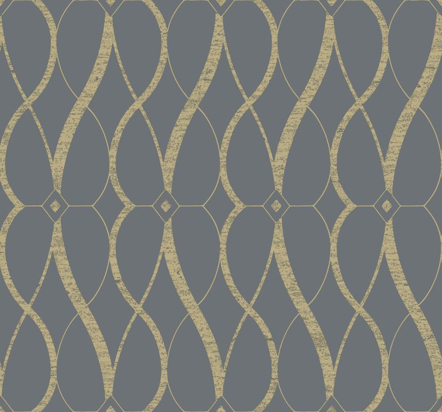 Šedo-zlatá geometrická vliesová tapeta na zeď, MD7176, Modern Metals, York