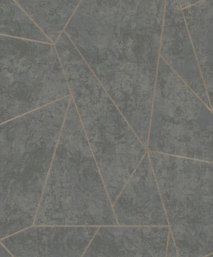 Šedo-zlatá geometrická vliesová tapeta na zeď, NW3502, Modern Metals, York