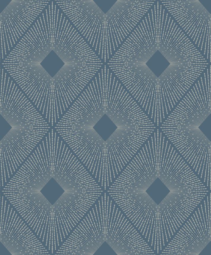 Modro-stříbrná geometrická vliesová tapeta na zeď, MD7131, Modern Metals, York