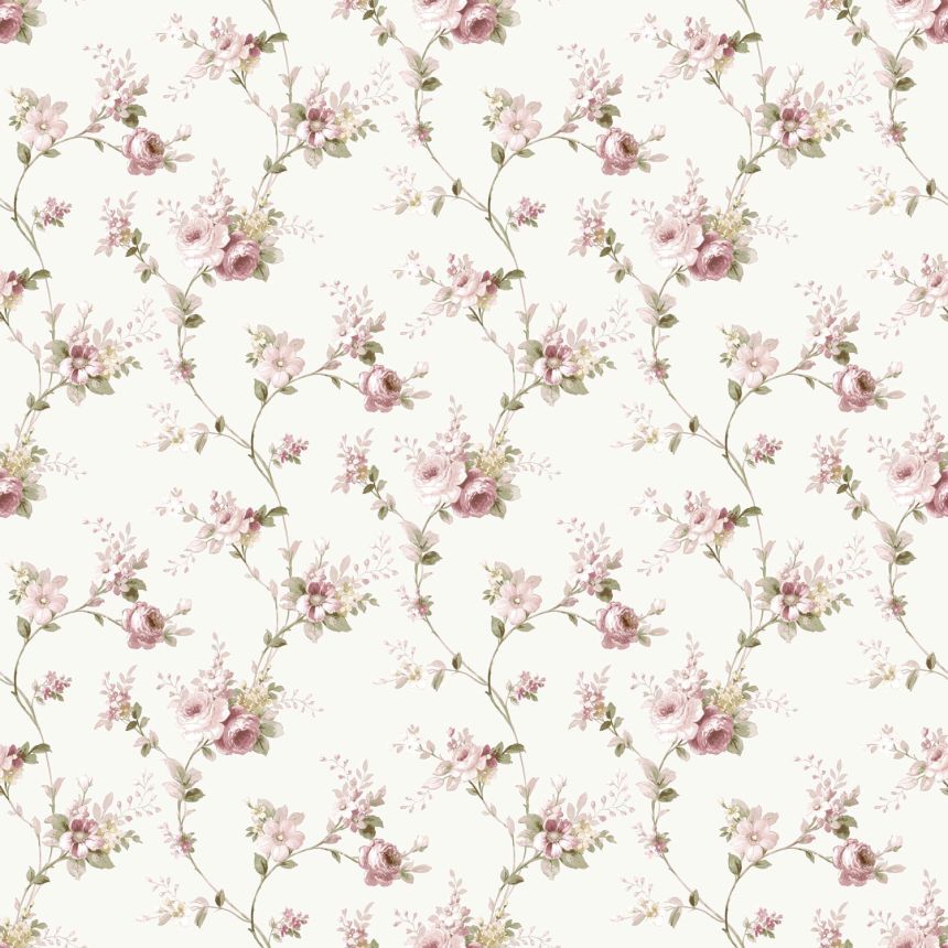 Bílá vliesová tapeta na zeď s květinovým vzorem, 12318, Fiori Country, Parato