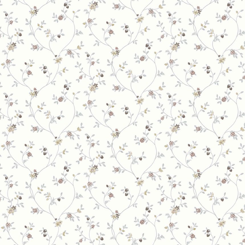 Bílá vliesová květinová tapeta na zeď, 12331, Fiori Country, Parato